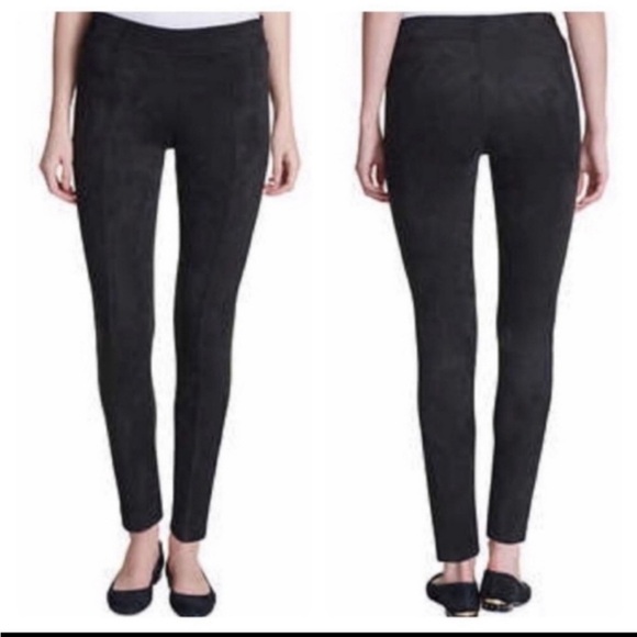 NWT Andrew Marc black Faux Suede Skinny Pants Size M - Picture 1 of 12